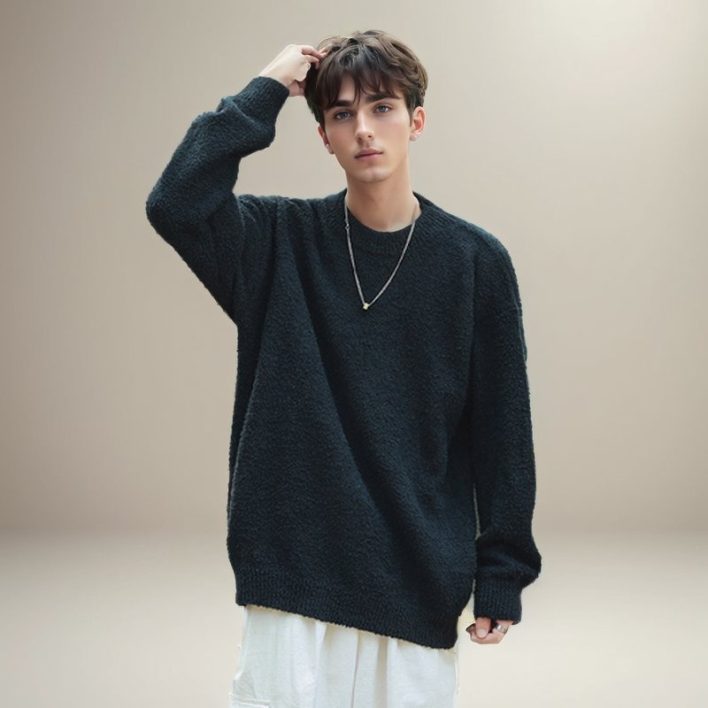 Custom American Mens Embroidered Crewneck Sweater for Men Solid Color Long Sleeve Knit Winter and Autumn Sweaters Anti-Shrink Anti-Pilling – Embroidered Knit Women Sweater and Embroidered Bear Sweaters price