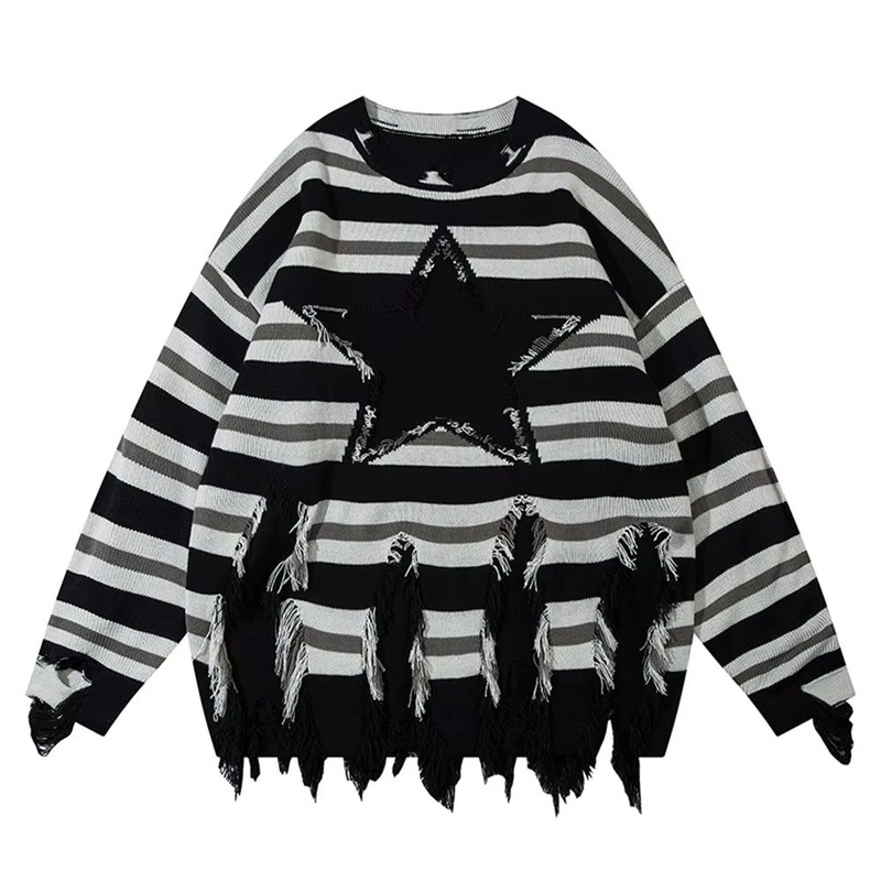 Custom Color Star Patch Striped Knitted Womens Sweaters – Sweater and Womens Sweaters price