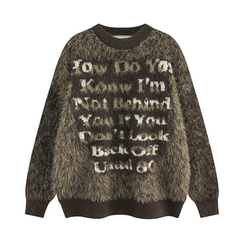 Custom Logo OEM ODM American Style Letter Jacquard Custom Knit Mohair Sweater Custom Pullover Mens Streetwear Sweater – Sweaters for Men and Sweater with Logo price|<span><span><span><span><span><span><span><span><span><span><span><span><span><span><sp