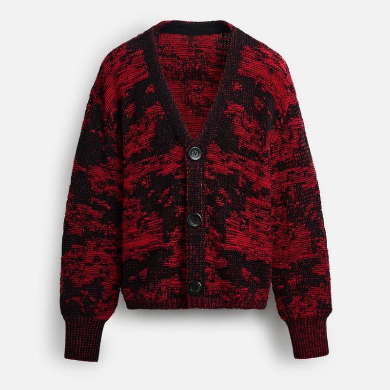 Custom Logo Print Jacquard Brown Knitwear Button up Cardigan Mens Sweater – Jacquard Knit Sweater and Christmas Sweater with Lights price