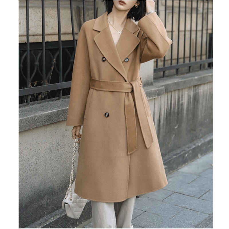 Customized Long Wool Coat Elegant with Belt for Women – Long Wool Coat and Women Trench Coat price