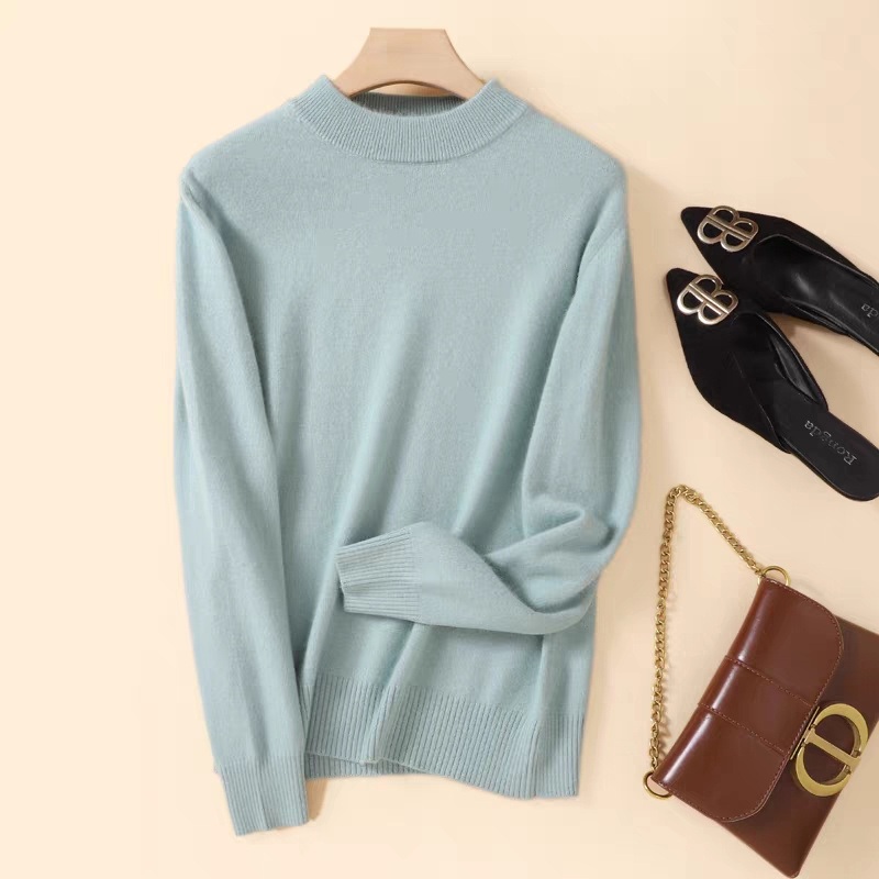 Ladies Fashion Pure Color Classic Round Neck Cashmere Pullover Sweater – Women Sweater High Neck and High Neck Women Sweater price