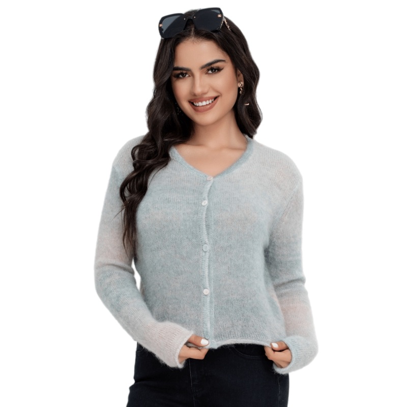 Lightweight Womens Mohair Cardigan Sweater Featuring Stylish Button Opening – Cardigan Women Sweater and Buttons Opening Sweater price