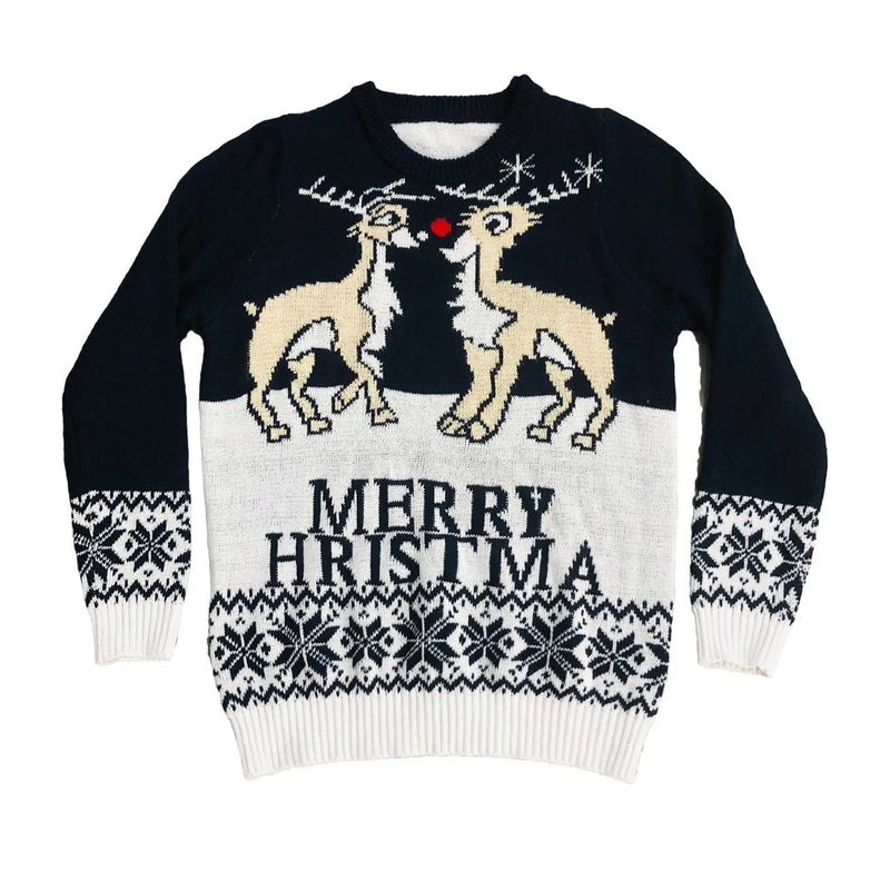 Male Merry Christmas Reindeer Pullover Acrylic Jacquard Ugly Knitted Sweater – Sweater and Knitwear price
