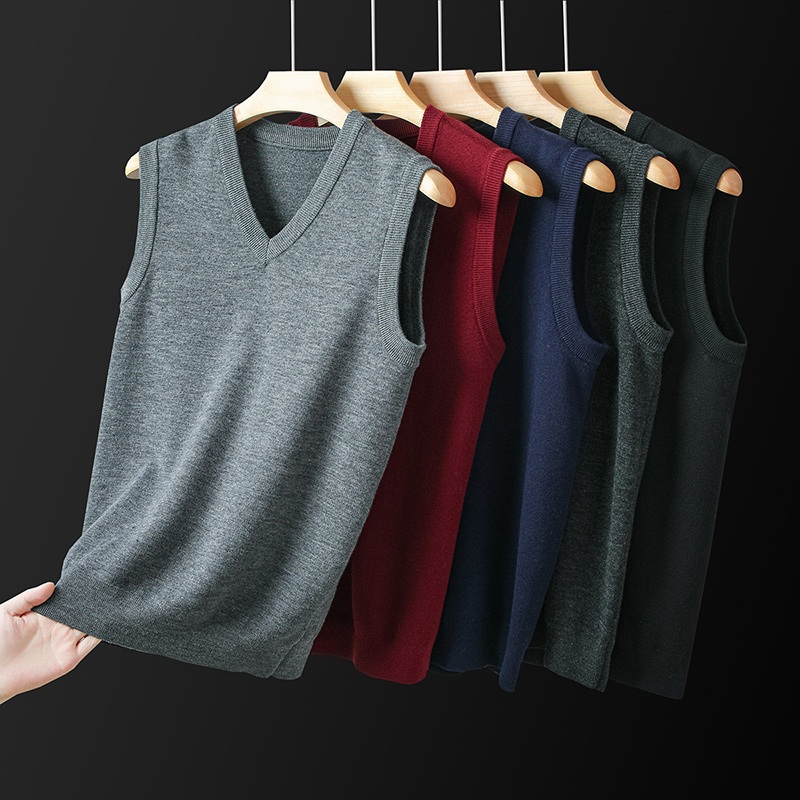 Mens 100% Wool Heavyweight V-Neck Vest – Thick Thermal Winter Sleeveless Knitwear for Layering & Business Casual – Mens V-Neck Wool Vest and Heavyweight Sleeveless Knitwear price|Shanghai, China