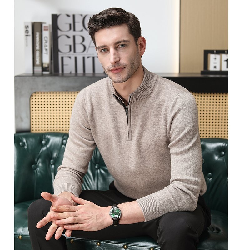 Mens Merino Wool Half Zip Sweater Thick Warm Pullover Knitwear – Merino Wool Sweater and Half Zip Pullover price|Shanghai, China