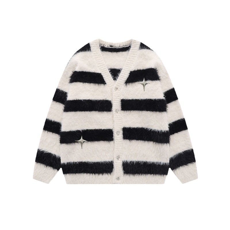 Nnr New Arrival Girls Crew V Neck Long Sleeve Button Novelty Pullover Knit Striped Sweater – Sweater and Women Sweater price