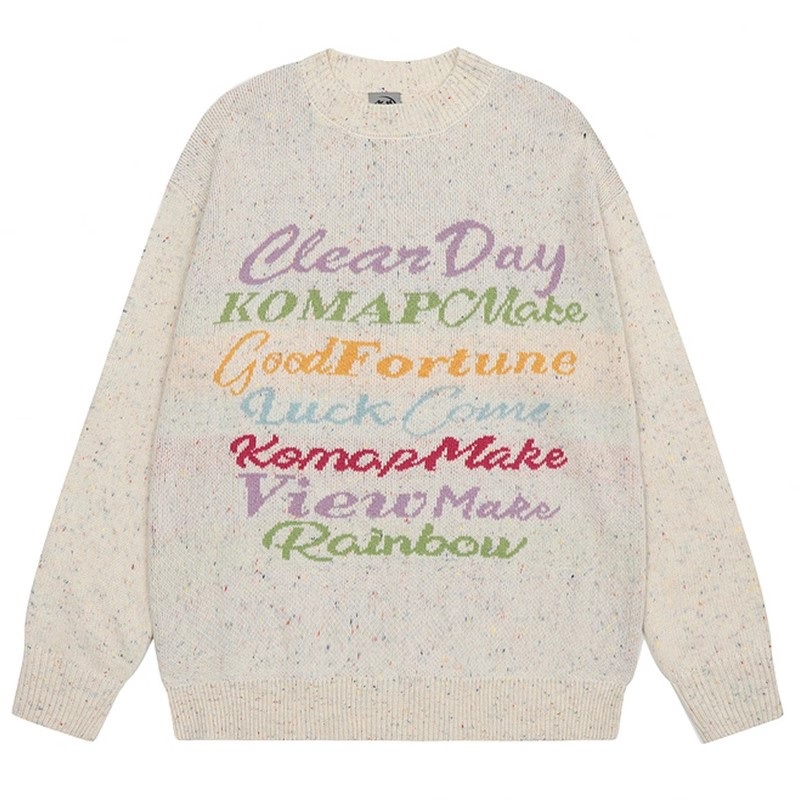 Street Trend Wear Ladies Knit Pullover Colorful Yarn Thickened Warm Custom Womens Sweater Letter Jacquard Sweater – Street Trend Wear and Ladys Knit Sweater price