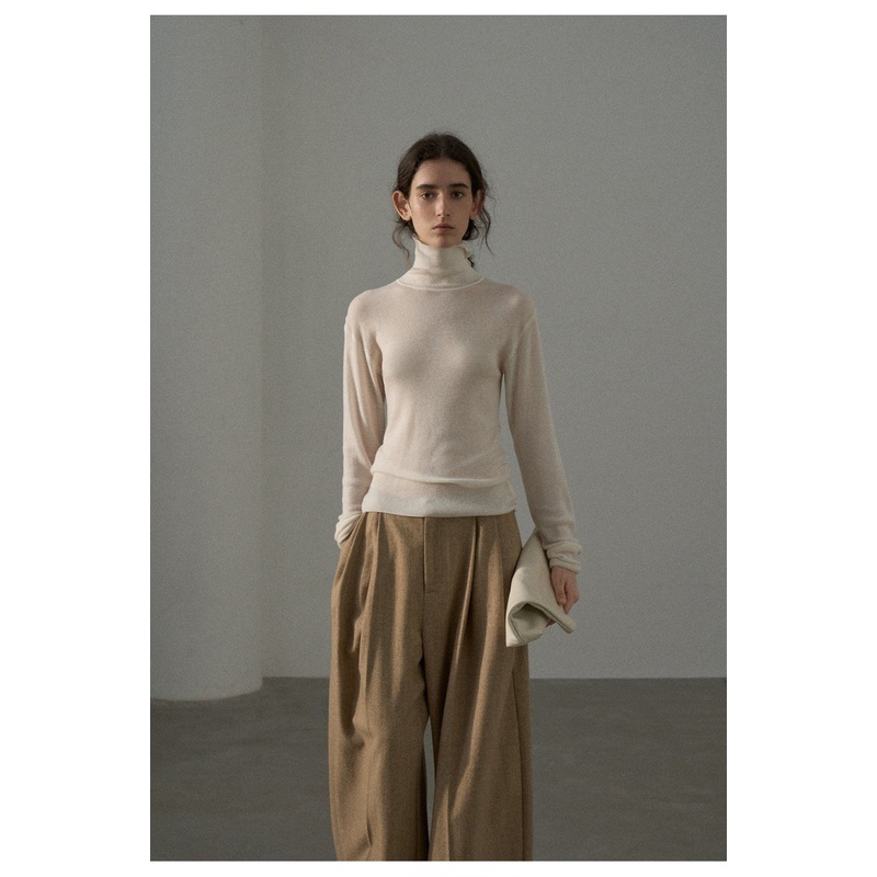 Womens Wool Blend Turtleneck Dropped Shoulder Bottoming Shirt – Pants and Trousers price