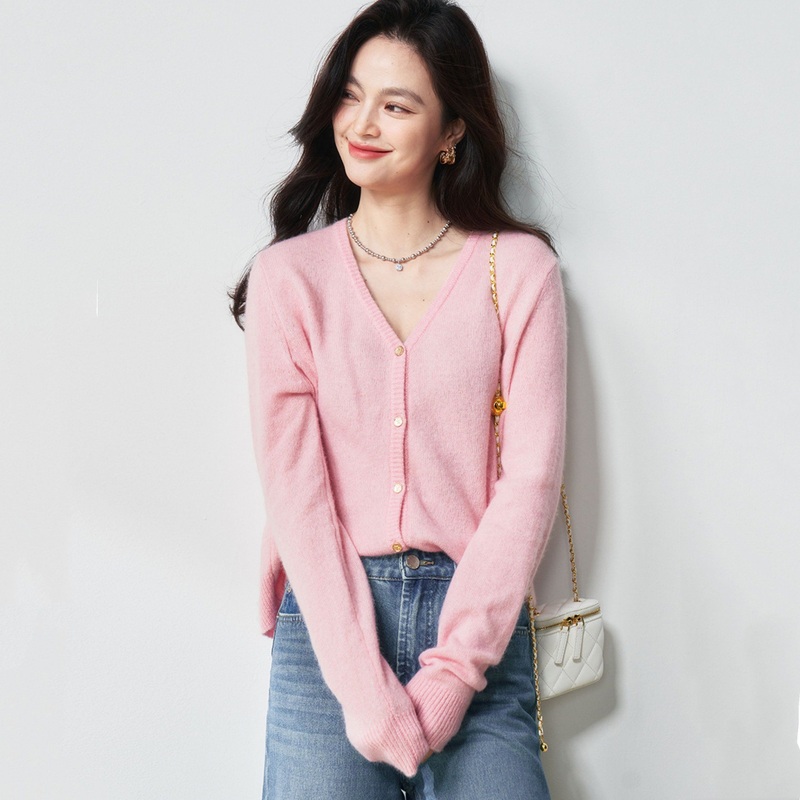25 Spring Wool V-Neck Knit Cardigan – Minimalist Sweater – T-Shirt and Clothes price