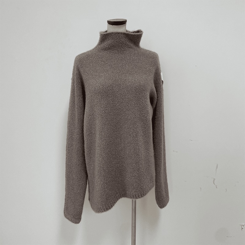 Cashmere Knitting Womens Loose Sweater Coat with High Neck. – Organic Cashmere Sweater and Womens High Neck Sweater price
