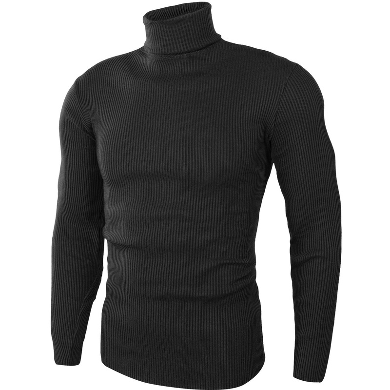 Clothing Factory Customized Mens Ribbed Turtleneck Slim Fit Pullover Casual Long Sleeves Basic Top – Sweater and Mens Sweater price