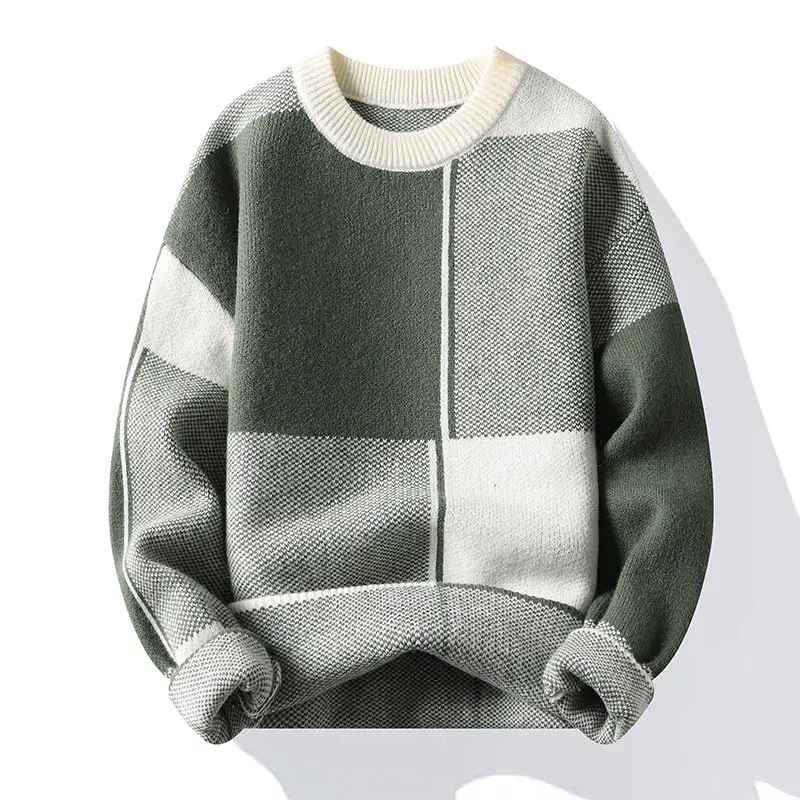 Custom Logo OEM Mens Sweater Jacquard Knitwear Men Crewneck Pullover Knit Jumpers Winter Cotton Knitted Men Sweater – Sweater and Jacquard Sweater price