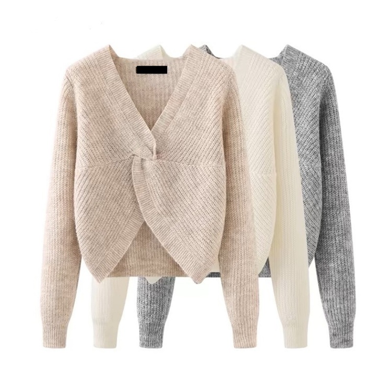 Hot Selling Autumn Fashion Womens V-Neck Long Sleeve Knitted Coat Loose Embroidery Design Knit Sweater Cardigan for Women – Womens Pullover Sweater and Womens Cardigan Sweater price