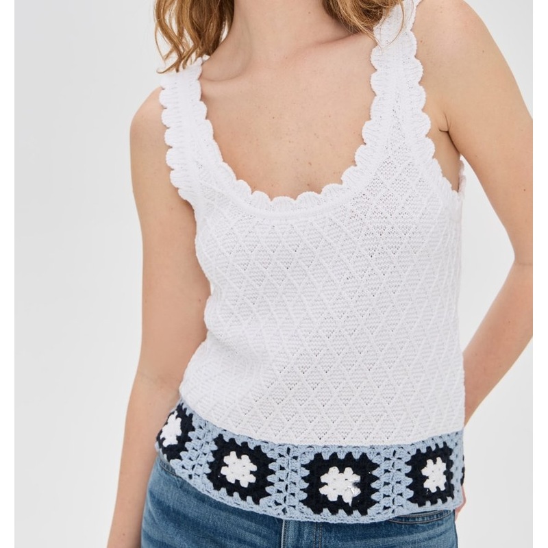 Light Weight Stretch Crochet Granny Square Hem Scoop Neck Womens Sleeveless Sweater Vest – Crochet Sweater Vest and Granny Square Hem Sweater Vest price