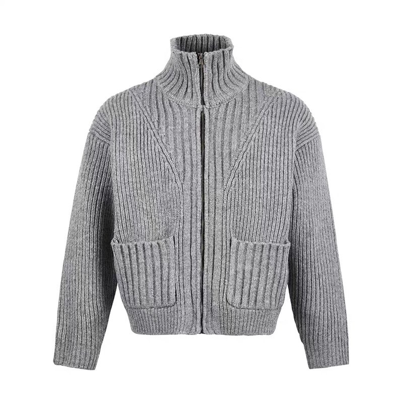 Mens Pure Cotton Thick Knitted Sweater High Neck Long Sleeve Knitted Coat – Mens Pure Cotton Coat and High Neck Knitted Coat price
