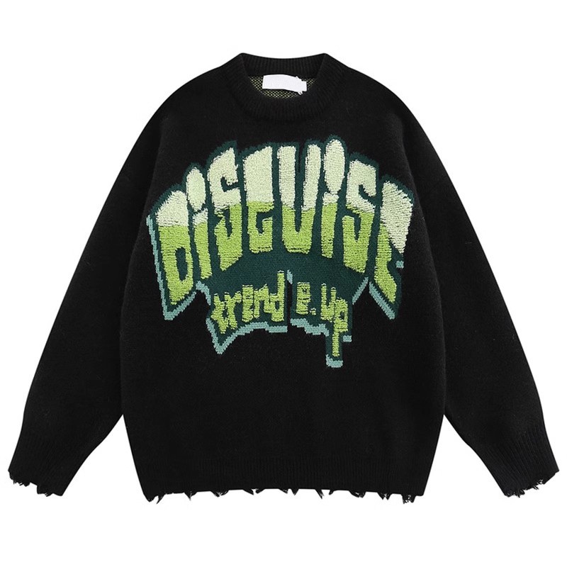 OEM Womens Wholesale Custom Vintage Winter Thick Sweater Flocking Fluffy Long Sleeve Letter Jacquard Round Neck Knit Sweater for Women – Unique Design Sweaters price
