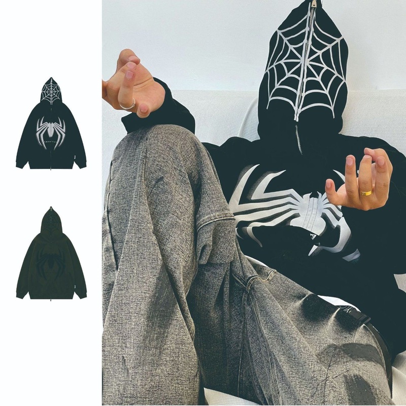 Oversize Zip Hoodies Custom Spider Logo Fashion Unisex Quality Plain Hoodies – Fashion Hoody Popular Sweatshirt Brand Hoody and High Funnel Neck Hoodies price