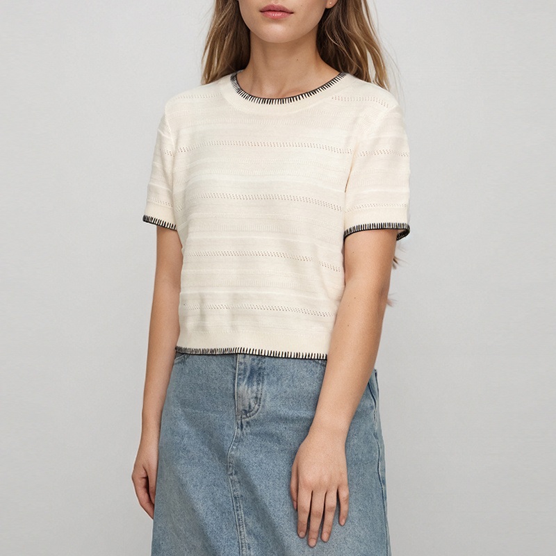 Summer Plain-Color Knitted Breathable Knit Short-Sleeved Sweater – Knit Sweater and Custom Sweater price