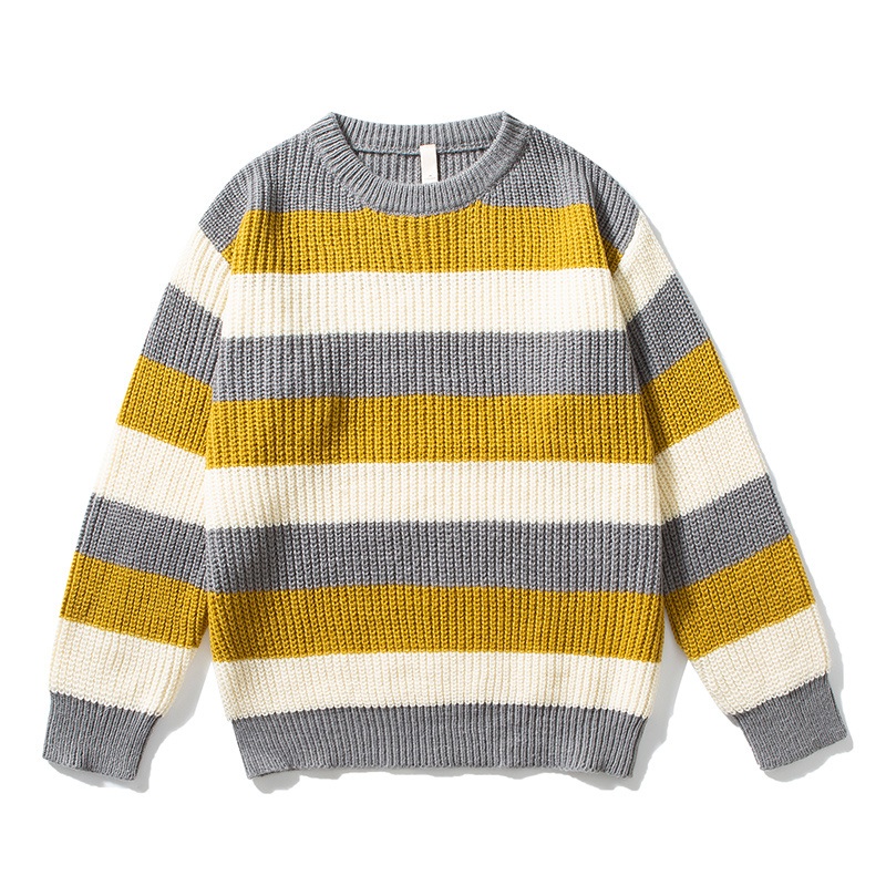 Wholesale 2024 Trendy Mens Wool Sweater Casual Loose Bottom with Striped Clashing Colors Knitted Anti-Shrink for Winnter and Autumn – Manually Sweater Sewing and Women Knitwear Sweater price
