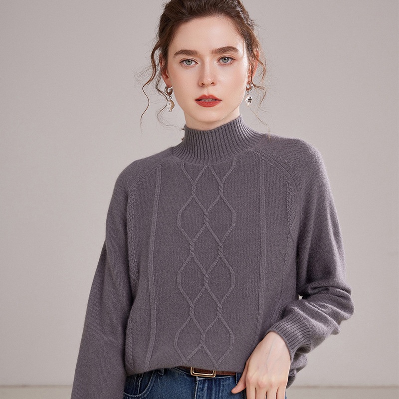 Cashmere Solid Color Diamond Plaid Thickened Loose Casual Sweater for Women – Everyday Clothing and Ladys Garments price
