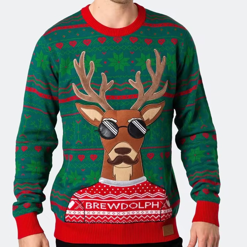 Custom Mens Knitted Ugly Jacquard Christmas Jumper Fashion Green Reindeer Pocket Pullover Sweater – Sweater and Mens Sweater price|<span style="font-optical-sizing:inherit;"><span style="font-size-adjust:inherit;"><span style="font-kerning:inherit;"