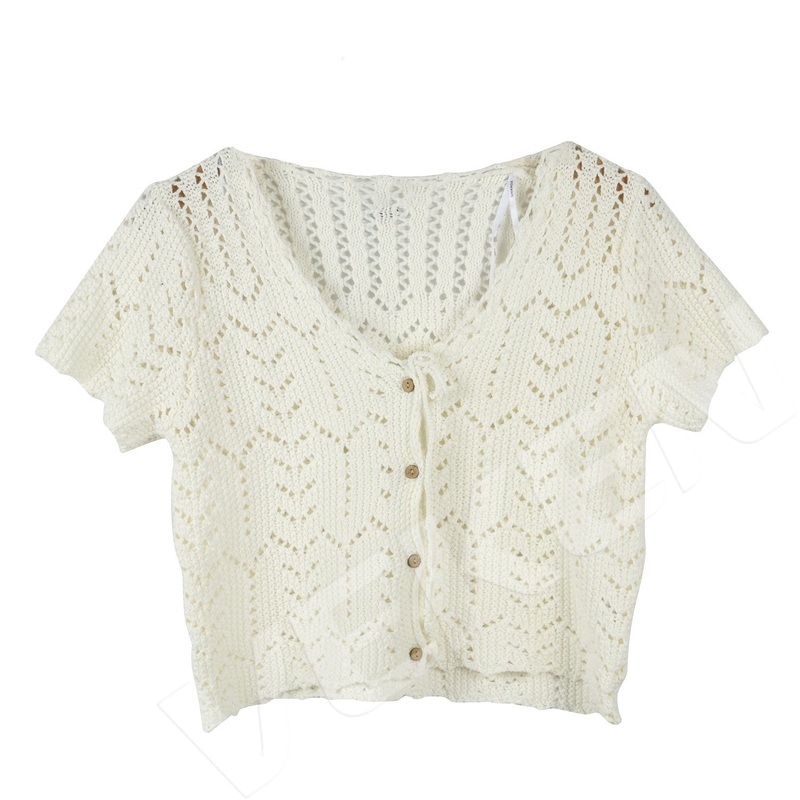 Factory Price 100% Cotton Womens Hollow Short Sexy Slim Top Knit Cardigan – Women Cardigan Sweater and Custom Cardigan Sweater price