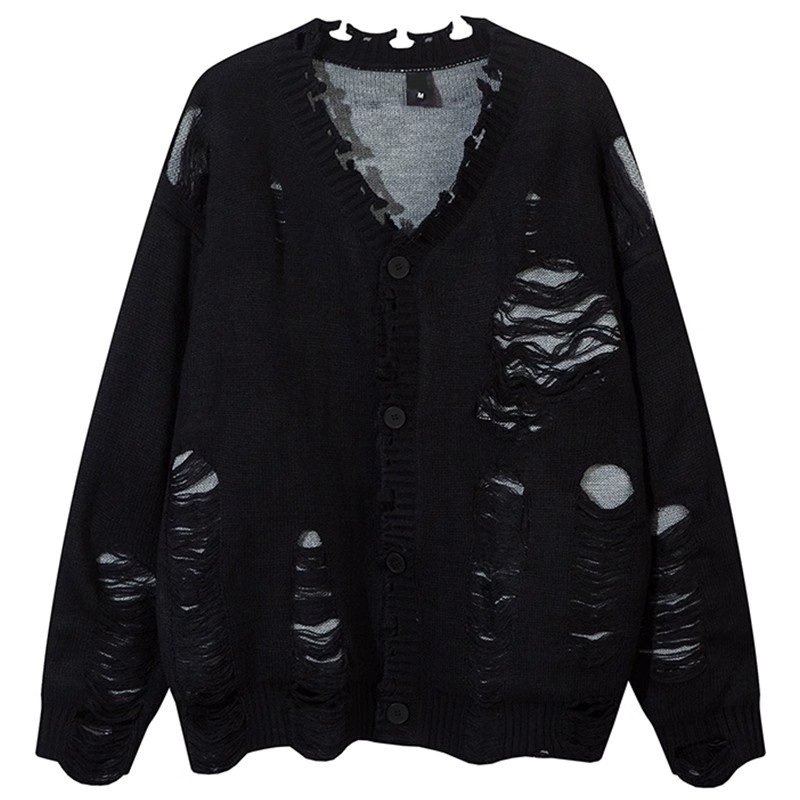 Fashion Designer for 2025 Bespoke Broken Holes Cardigan V-Neck Sweater – Cardigan Sweater and Round Neck Sweater price