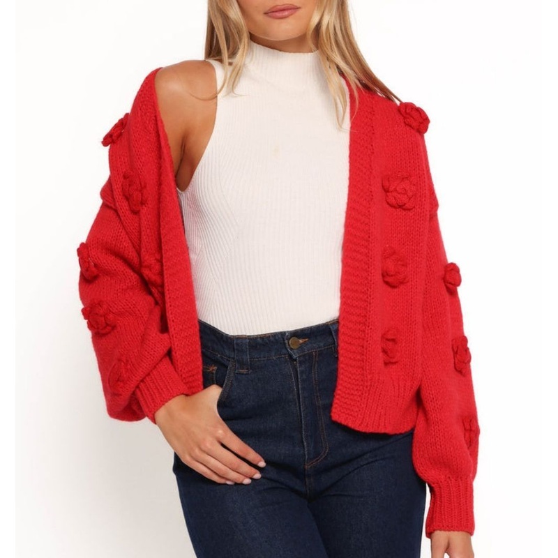 Fashion Red Women Cardigan Sweater with Embroidery Rose Design – Cardigan Women Sweater and Womens Cardigan price