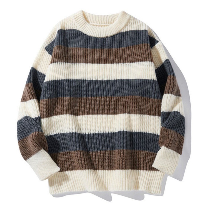 Vintage Custom Heavyweight Knitted Round Neck Men Stripe Sweater – Vintage Men Stripe Sweater and Heavyweight Stripe Sweater price
