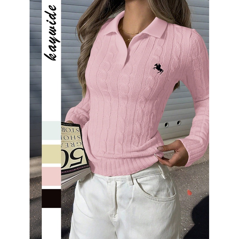 Wholesale Classic Comfortable Textured Solid-Color Trendy Outfits All-Match Polo Pullover Sweater – Pullover Sweater and Classic Sweater price