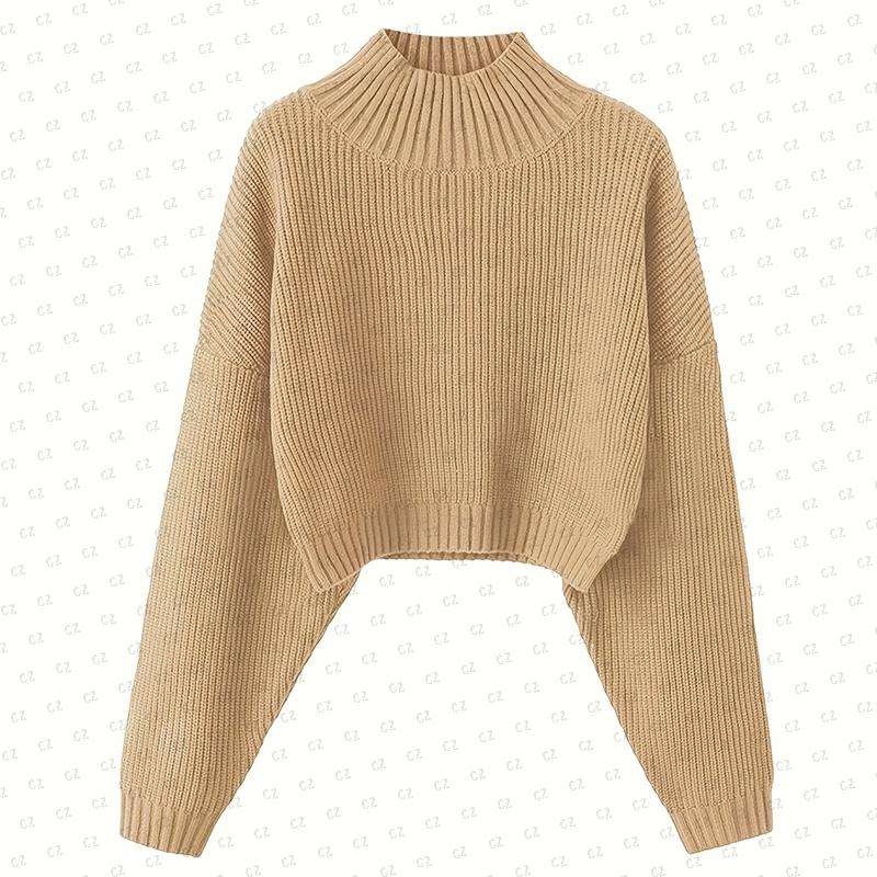Wholesale Custom-Made Knitted Cardigan with Loose High Collar, Womens Knitted Pure-Color Top, Casual Pullover, Winter Clothing – Customized Sweater and Fall Sweaters price