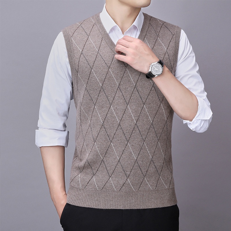 Wholesale Mens Sleeveless High Quality Knitted Breathable Customized Good Quality Top Mens Golf Argyle V Neck Vest – Men Sweater and Mens Vest price