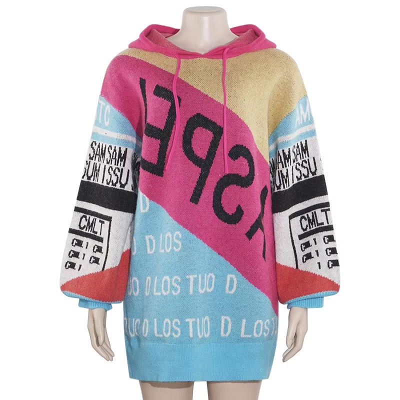 Winter Patchwork Irregular Color Blocking Knitted Sweater Womens Sweaters – Sweater and Womens Sweaters price