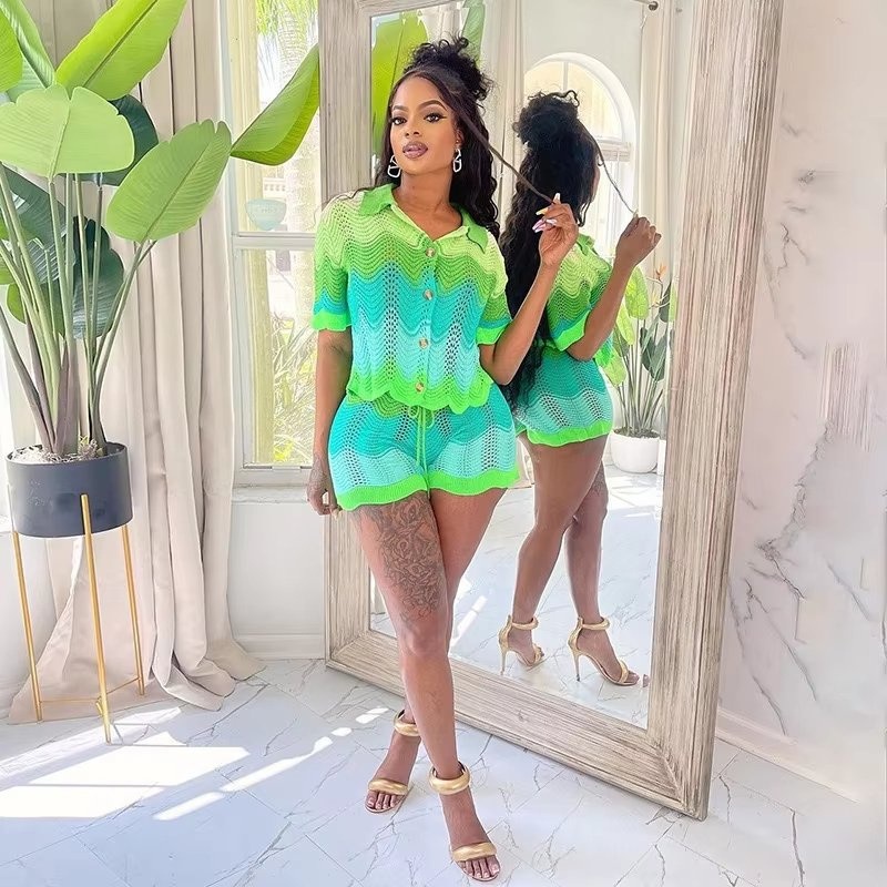2 Piece Set Top+Shorts Skinny Elastic Knit Women Tracksuit – Sweater and Womens Sweaters price