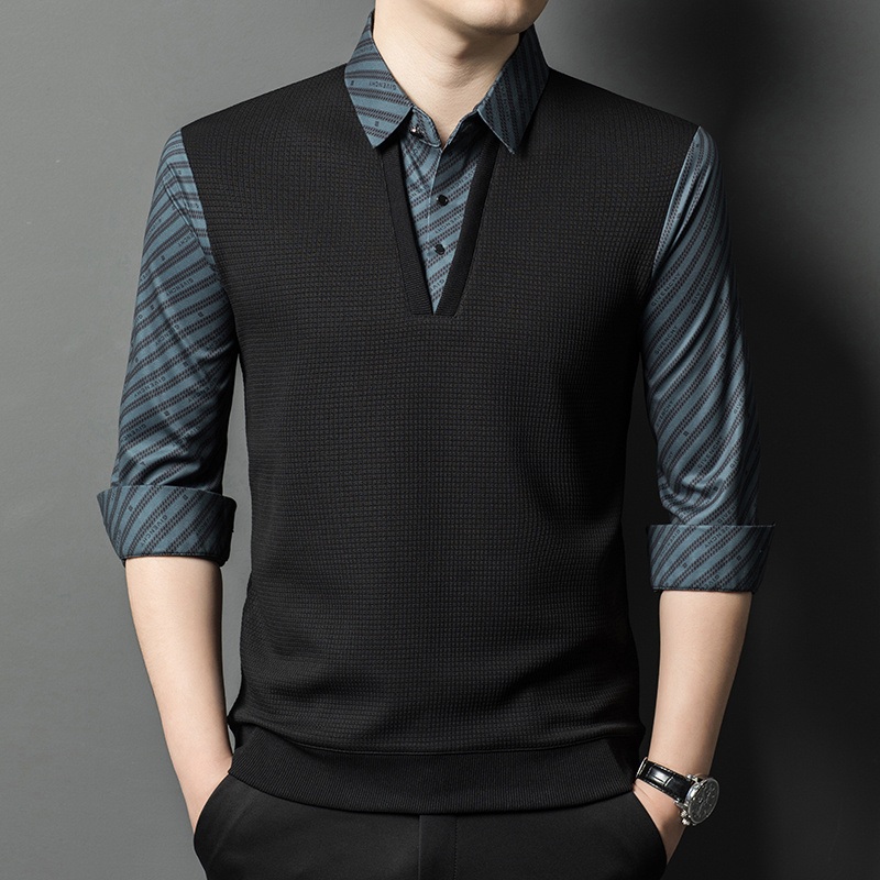 2025 Spring/Autumn Mens Layered Look T-Shirt Business Casual Cotton Knit Blend with OEM Service (Factory Direct) – Wholesale Layered T-Shirts for Men and Business Casual Knit Blends Spring price|Shanghai, China