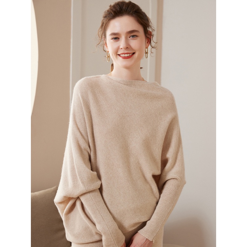 Autumn and Winter One-Piece Collar Solid Colour Goat Hair Loose Leisure Pullover Knitted Sweater for Lady – Everyday Clothing and Womens Garments price