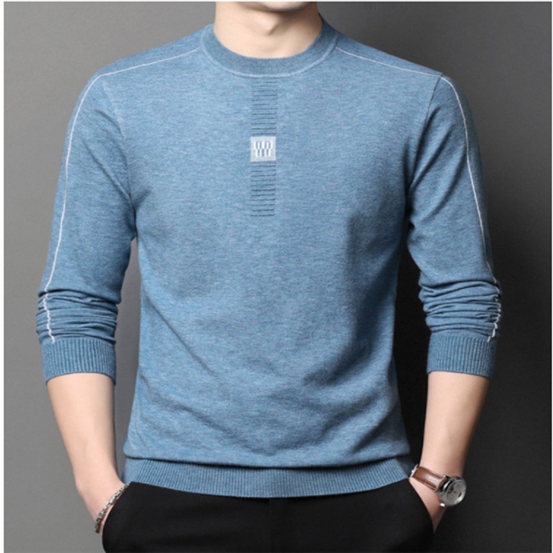 Custom Knit T Shirt New Bottom Shirt Solid Color Round Collar Sweater – Mens Sweaters and Sweater Men price