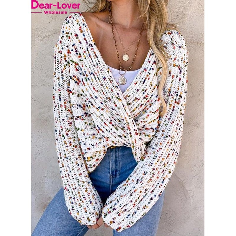 Dear-Lover Wholesale New Arrivals High Quality Confetti Reversible Twist Sweater – Sweater and Pullover Sweater price|Relax