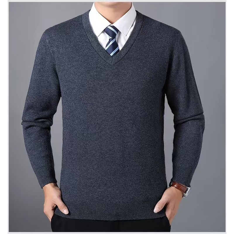 Factory Custom V Neck Knitted Pullover Wholesale Plain Jersey Knitwear Man Sweater – Man Sweater and V Neck Pullover price