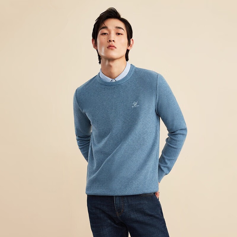High Quality Mens Long Sleeved Winter Knitted Pullover Solid Color with Embroidered Logo Decoration – Sweater and Sweater with a Collar price