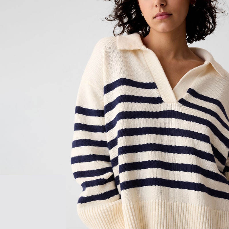 Lady Sweater Custom Trendy Womens Oversized Long-Sleeve Striped Knit Sweater Versatile Loose Comfortable – Womens Sweater and Pullover Sweater price