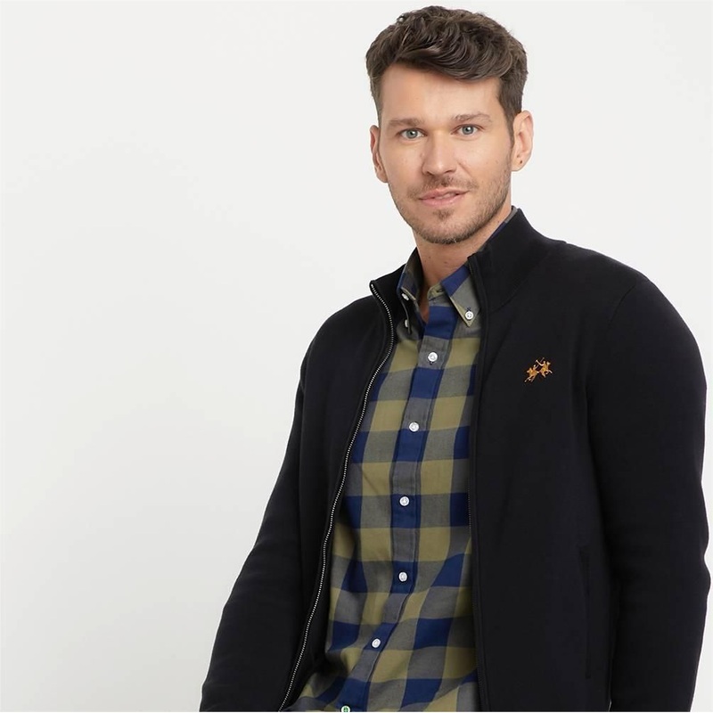 Mens Classic Logo Embroidery Cardigan Sweatshirt – Classic Cardigan and Zipper Sweater price