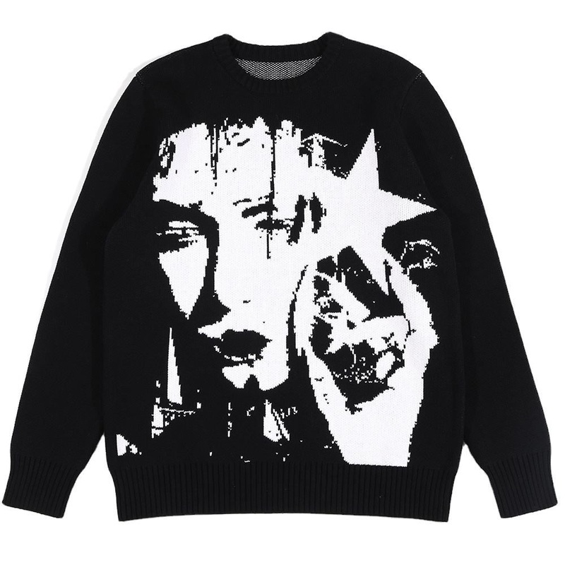 Mens Clothing Factory Custom Knitted Pullover Jacquard Logo Knitted Top Winter Crew-Neck Casual Knitted Sweater – Sweater and Mens Sweater price
