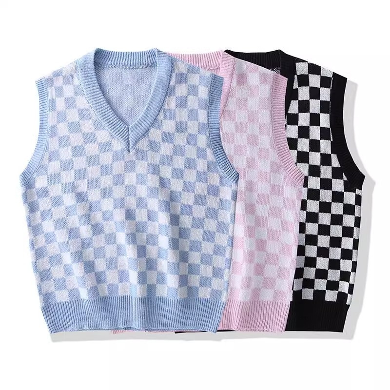 V-Neck Pull Over Plaid Sweater Vest Cardigan Vest for Spring and Autumu – Sweater Vest and V-Neck Sweater price
