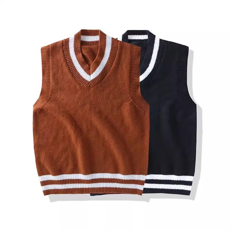 Vintage Mens V-Neck Sweater Vest with Striped Bottom for Daily Life – Office Sweater and Sleeveless Sweater price