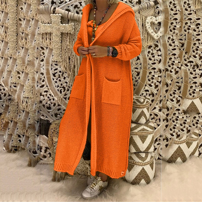 Women MID-Length Hooded Knitted Cardigan Sweater with Pocket – Knitting Sweater Coat and Knitted Hooded Cardigan price