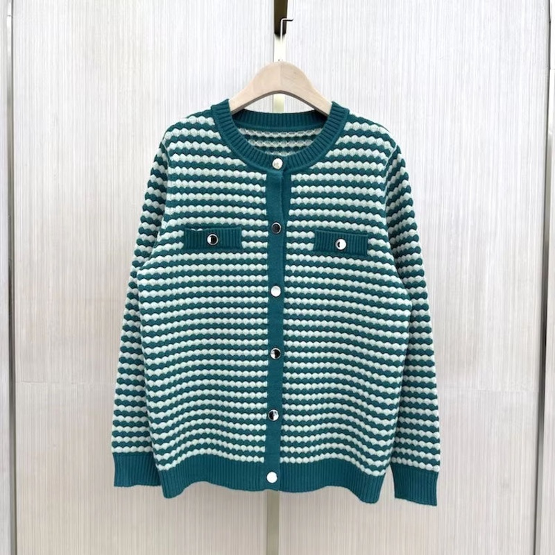 Womens Casual Soft Cardigan Dotted and Strips Style with Buttons Covered Perfect for Winter – Sweater and Cardigan price