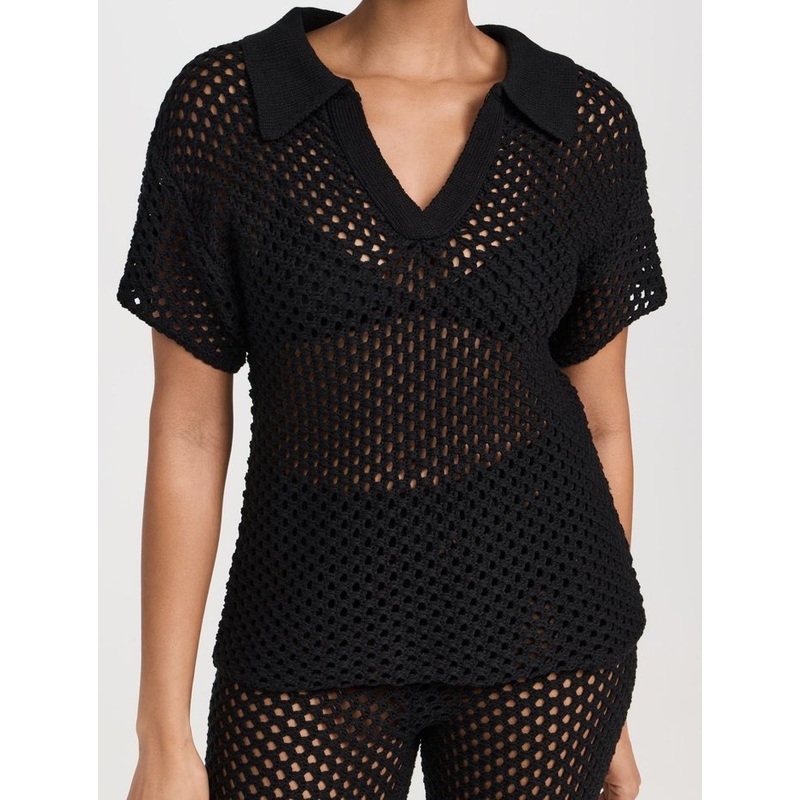 Womens MID-Weight Crochet Collared Neck Short Sleeves Semi Sheer Dress – MID Weight Crochet Dress and Semi Sheer Dress price