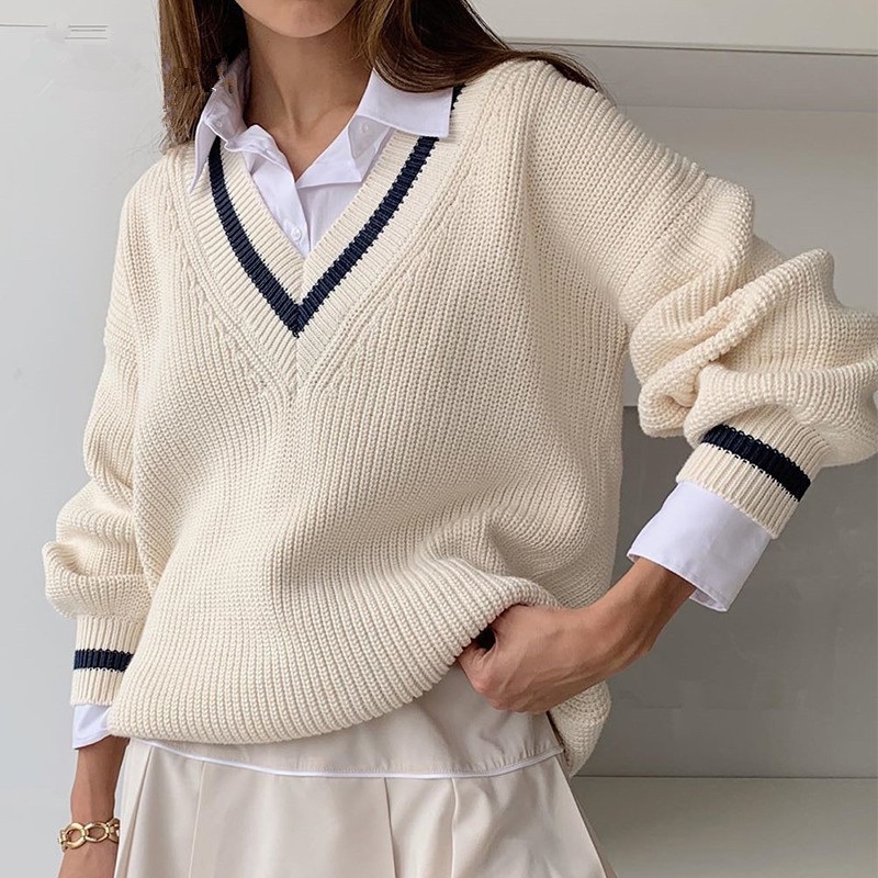 Casual Color Oversized Sweater Women Loose Fit Long Sleeve Knit Top Chic Pullover – Sweater and Pullover price
